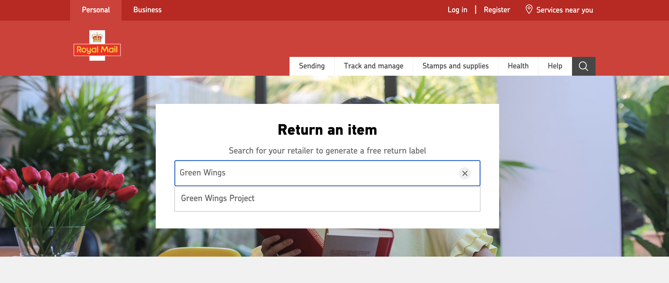 Simply search for “Green Wings Project” on Royal Mail Returns and generate your free shipping label today.